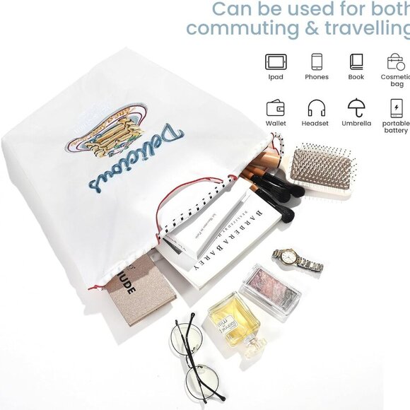 Embroidery Tote Bag Nylon Small Multiple Uses Stylish Lightweight - Picture 4 of 6